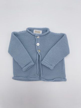 Chaqueta rulito punto bobo celeste