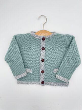 Chaqueta austriaca punto bobo verde empolvado