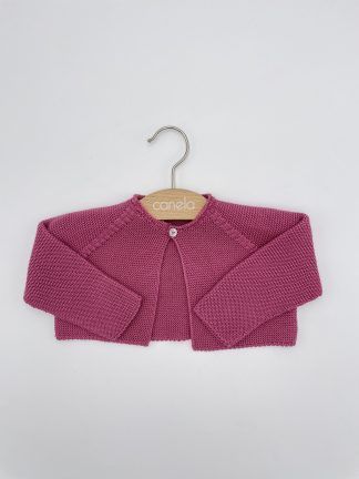 Chaqueta corta punto bobo un botón rosa camelia