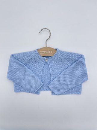 Chaqueta corta punto bobo un botón celeste