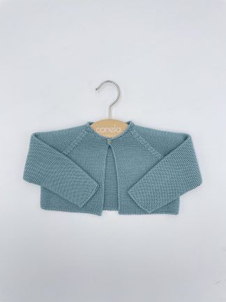 Chaqueta corta punto bobo un botón verde empolvado