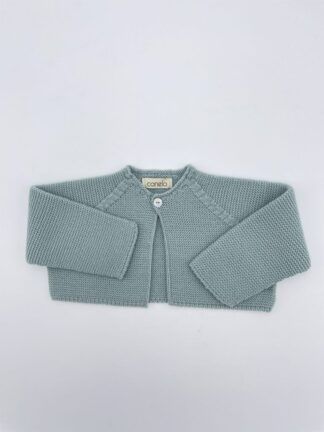 Chaqueta corta punto bobo un botón verde empolvado