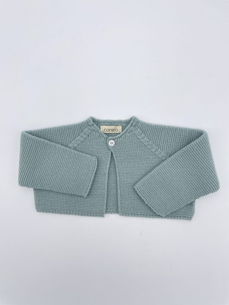 Chaqueta corta punto bobo un botón verde empolvado