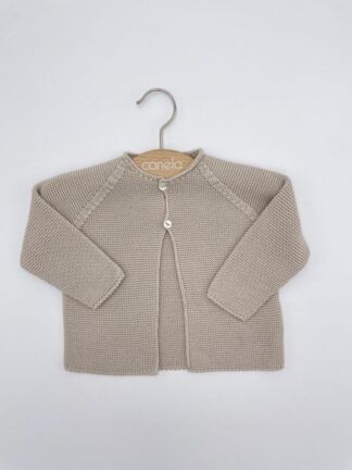 Chaqueta larga Punto bobo dos botones beige