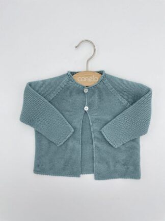 Chaqueta larga Punto bobo dos botones verde empolvado