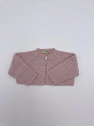 Chaqueta corta punto bobo un botón rosa empolvado