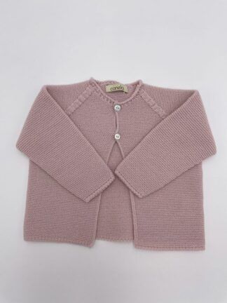 Chaqueta larga Punto bobo dos botones rosa empolvado
