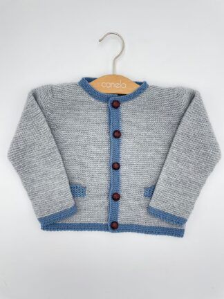Chaqueta austriaca punto bobo gris azul antiguo