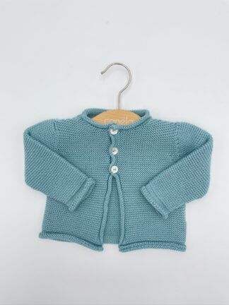 Chaqueta rulito punto bobo verde empolvado