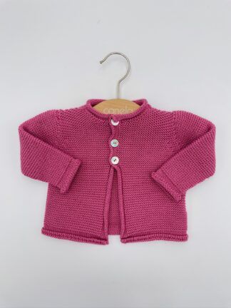 Chaqueta rulito punto bobo rosa camelia