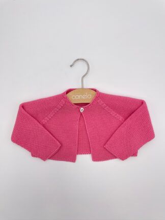 Chaqueta corta punto bobo un botón rosa fuerte
