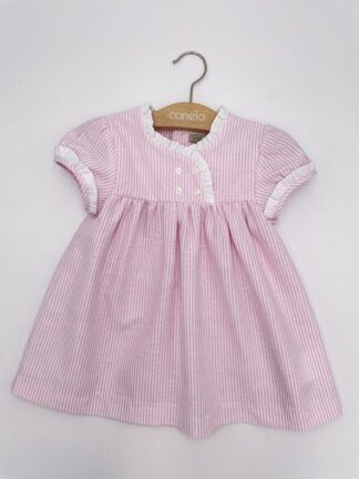 Vestido Laura Oxford raya rosa