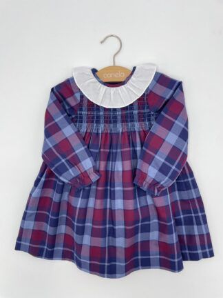 Vestido Milano cuadro azul granate