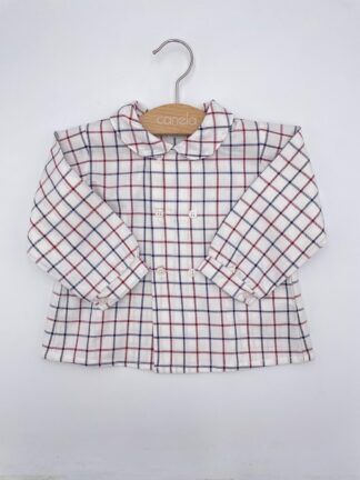 Camisa Tanis doble botonadura cuadro azul granate