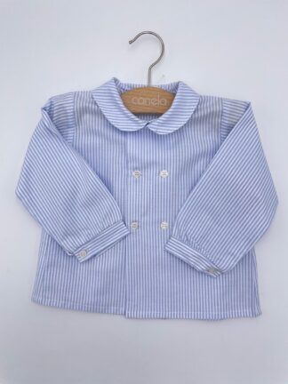 Camisa Tanis doble botonadura Oxford raya azul